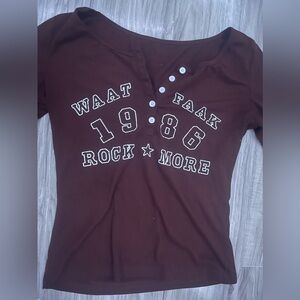 Brown & white FAAK 1986 long sleeve shirt